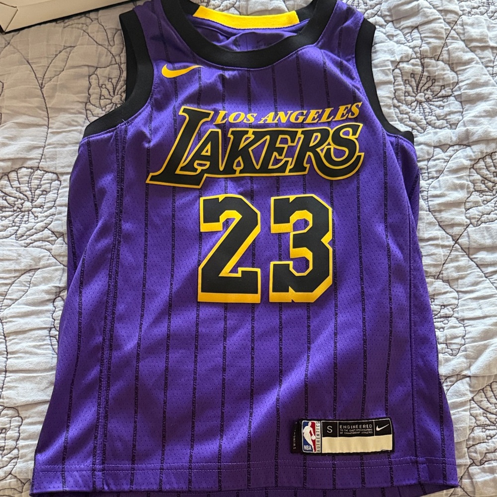 Nike Kids Purple and Yellow Lakers Jersey